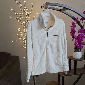 Columbia Cream Fleece Half Zip Pullover With Pockets XL